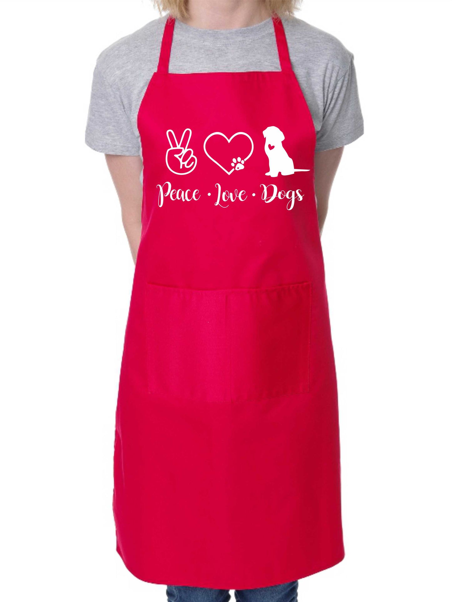 Apron Peace Love Dogs Dog Lovers Gift Paw Heart Dog For Life Gift