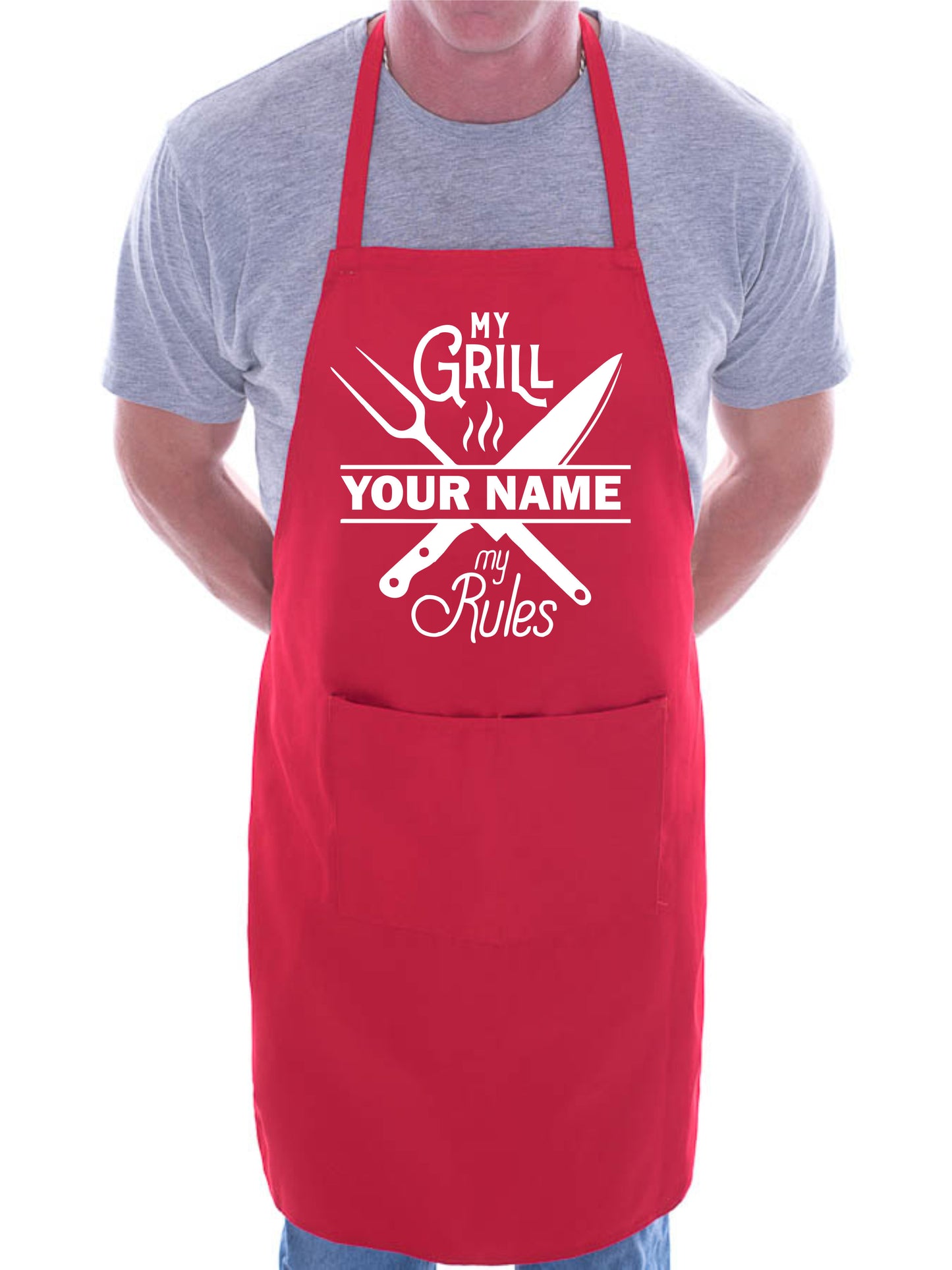 Personalised Apron My Grill My Rules Any Name Father's Day Birthday Funny Gift
