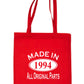 Print4u Shopping Tote Bag For Life Made In 1994 30th Birthday