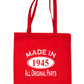 Print4u Shopping Tote Bag For Life Made In 1945 80th Birthday