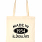 Print4u Shopping Tote Bag For Life Made In 1934 90th Birthday