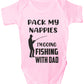 Going Fishing With Daddy Funny Short Sleeve Babygrow Baby Vest Romper Bodysuit