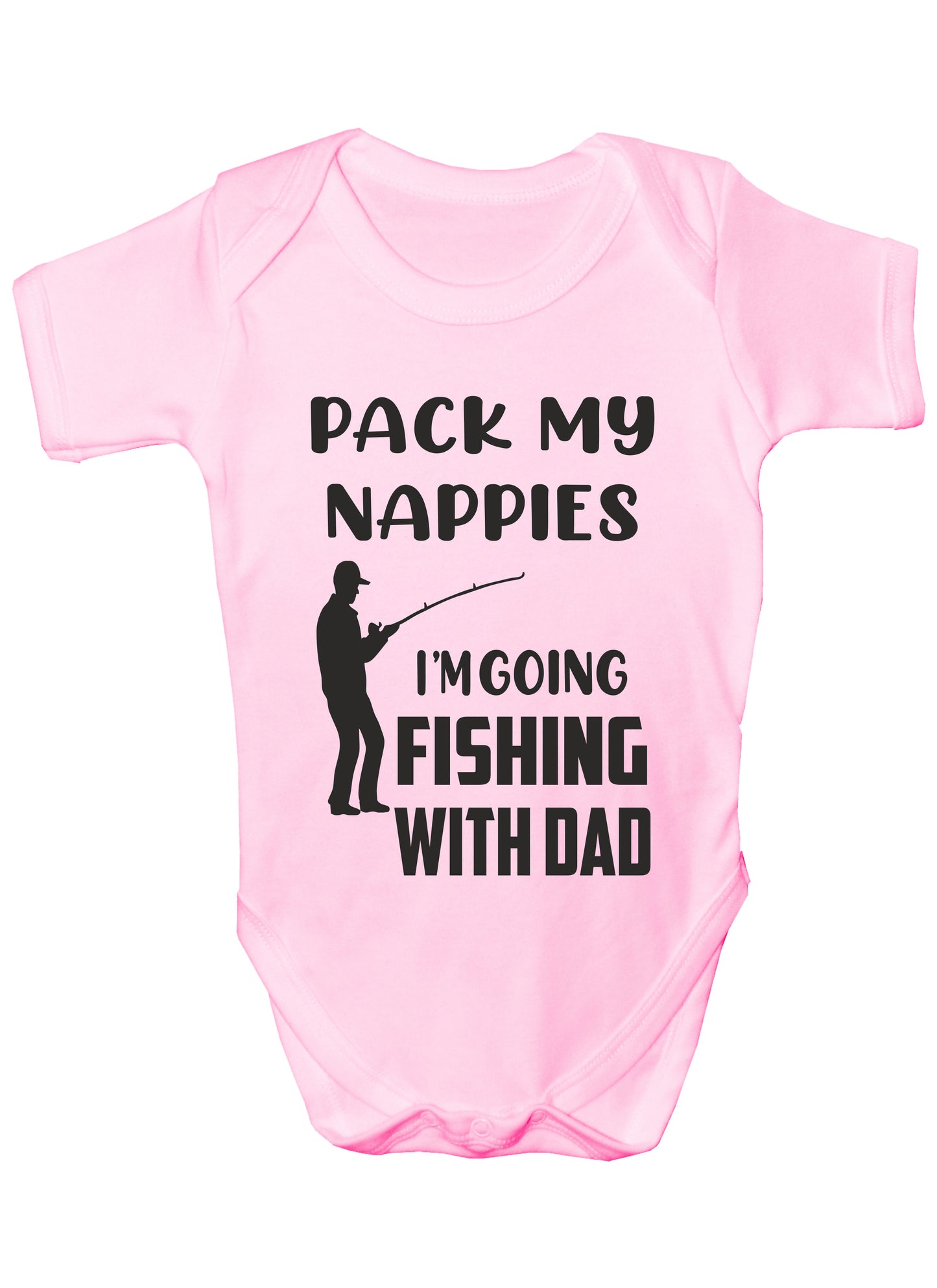 Going Fishing With Daddy Funny Short Sleeve Babygrow Baby Vest Romper Bodysuit