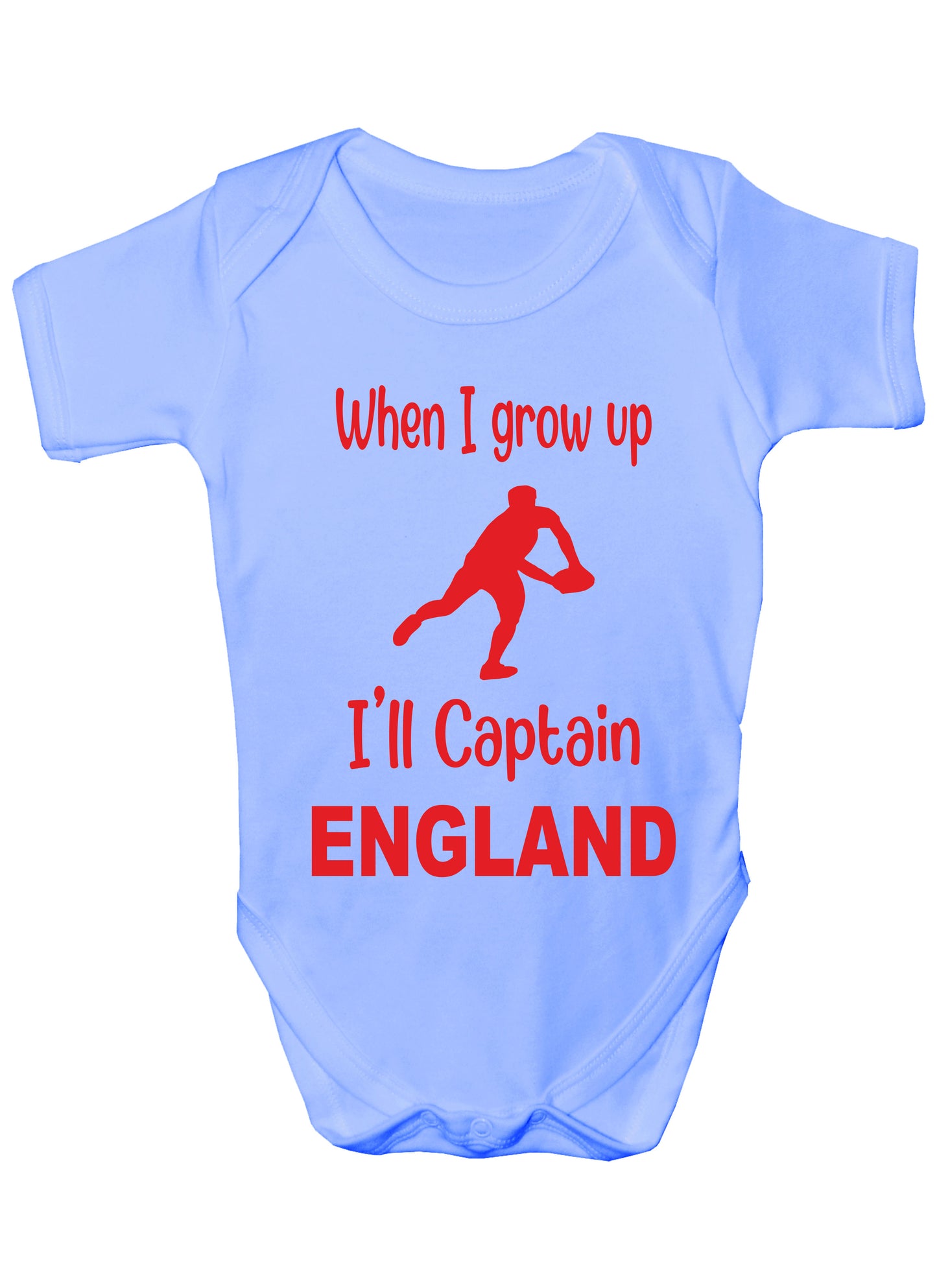 When Grow Up Captain England Funny Babygrow English Rugby Bodysuit Baby Gift