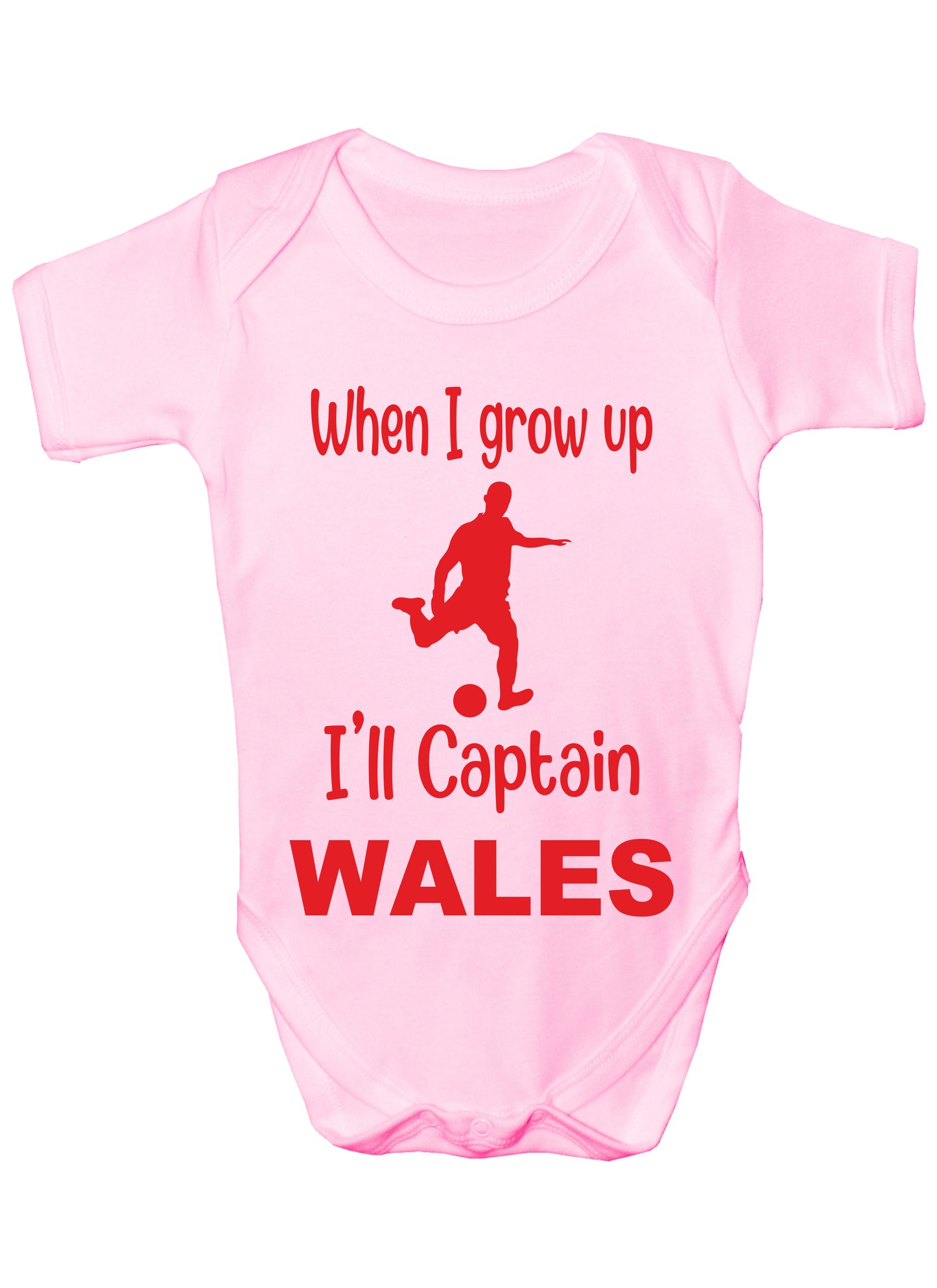 When Grow Up Captain Wales Funny Babygrow Welsh Football Bodysuit Baby Gift