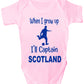 When Grow Up Captain Scotland Funny Babygrow Scottish Football Baby Gift