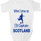 When Grow Up Captain Scotland Funny Babygrow Scottish Football Baby Gift