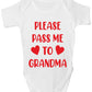 Pass Me To Grandma Funny Babygrow Nan Gran Nanny Bodysuit Baby Gift