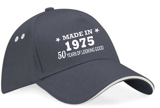 Made in 1975 50th Birthday Baseball Cap 50 Year Old Gift For Men & Ladies