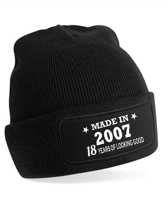 18th Birthday Made In 2007 Beanie Hat Gift for 18 Year Old For Men & Ladies