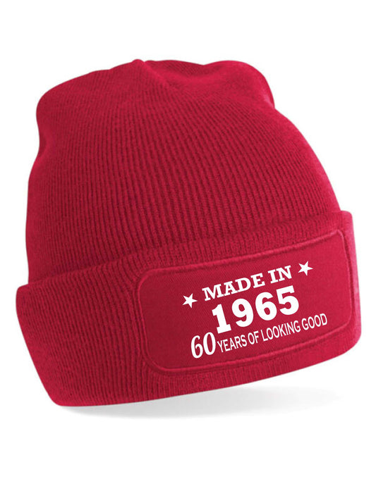 60th Birthday Made In 1965 Beanie Hat Gift for 60 Year Old For Men & Ladies