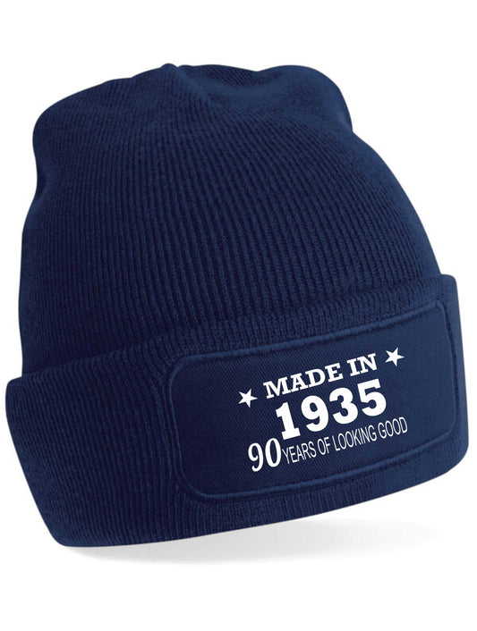 90th Birthday Made In 1935 Beanie Hat Gift for 90 Year Old For Men & Ladies