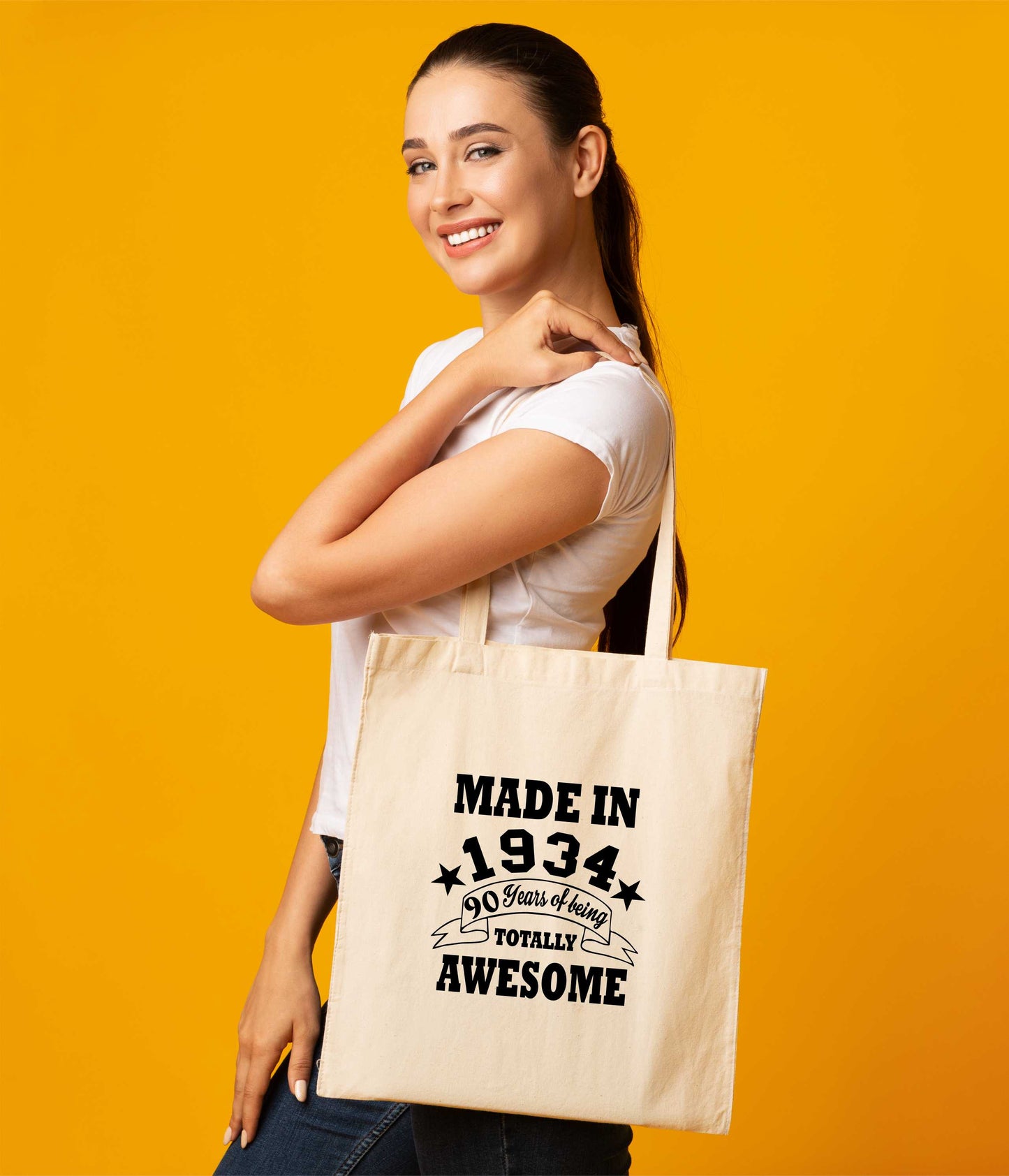 Made In 1934 Tote Bag 90th Birthday Shopping Tote Reusable Bag For Life