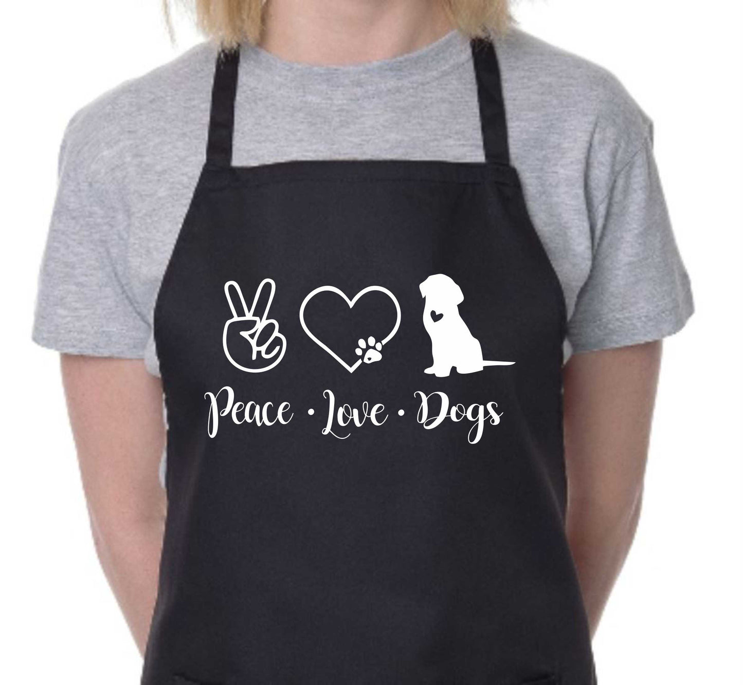 Apron Peace Love Dogs Dog Lovers Gift Paw Heart Dog For Life Gift