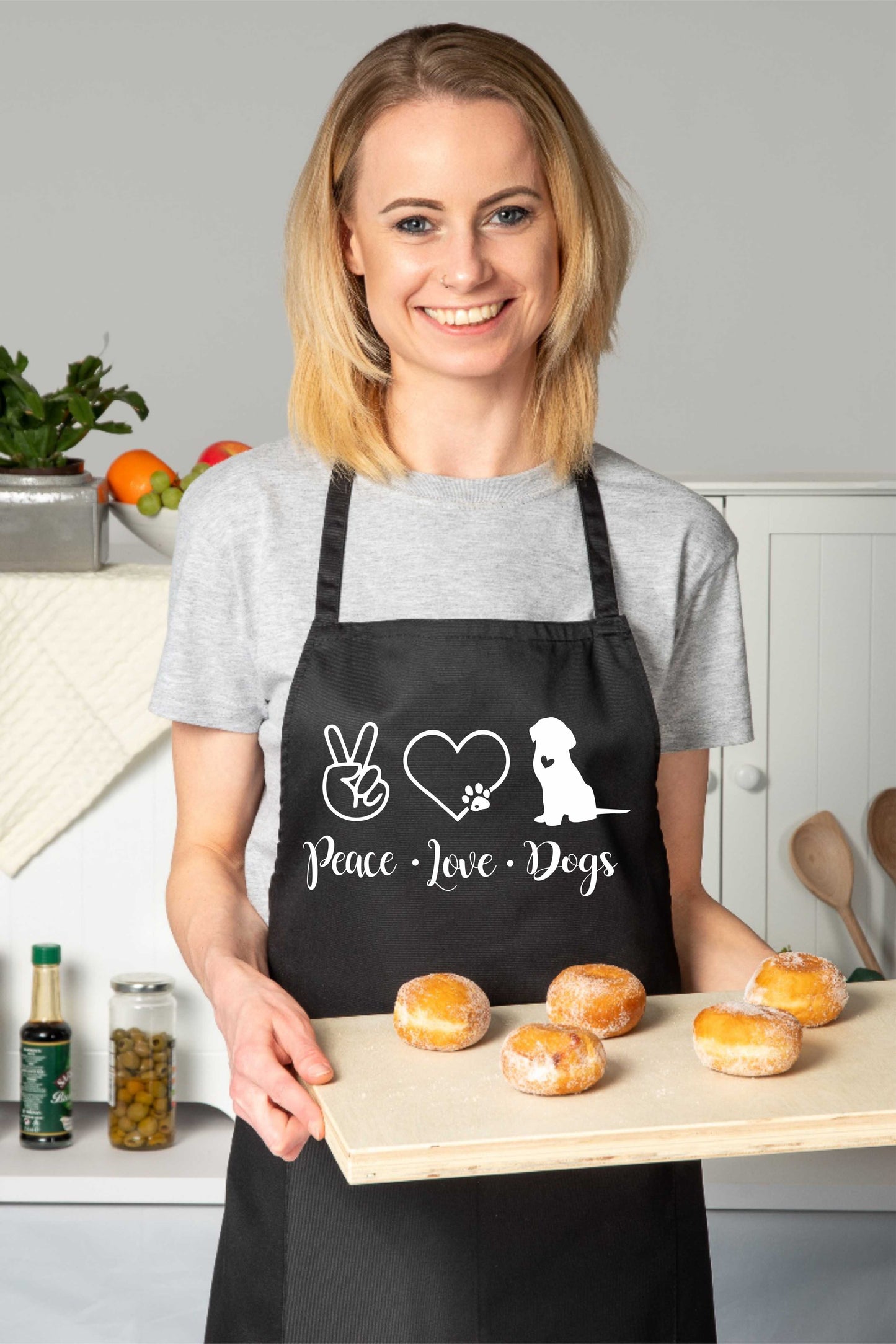 Apron Peace Love Dogs Dog Lovers Gift Paw Heart Dog For Life Gift