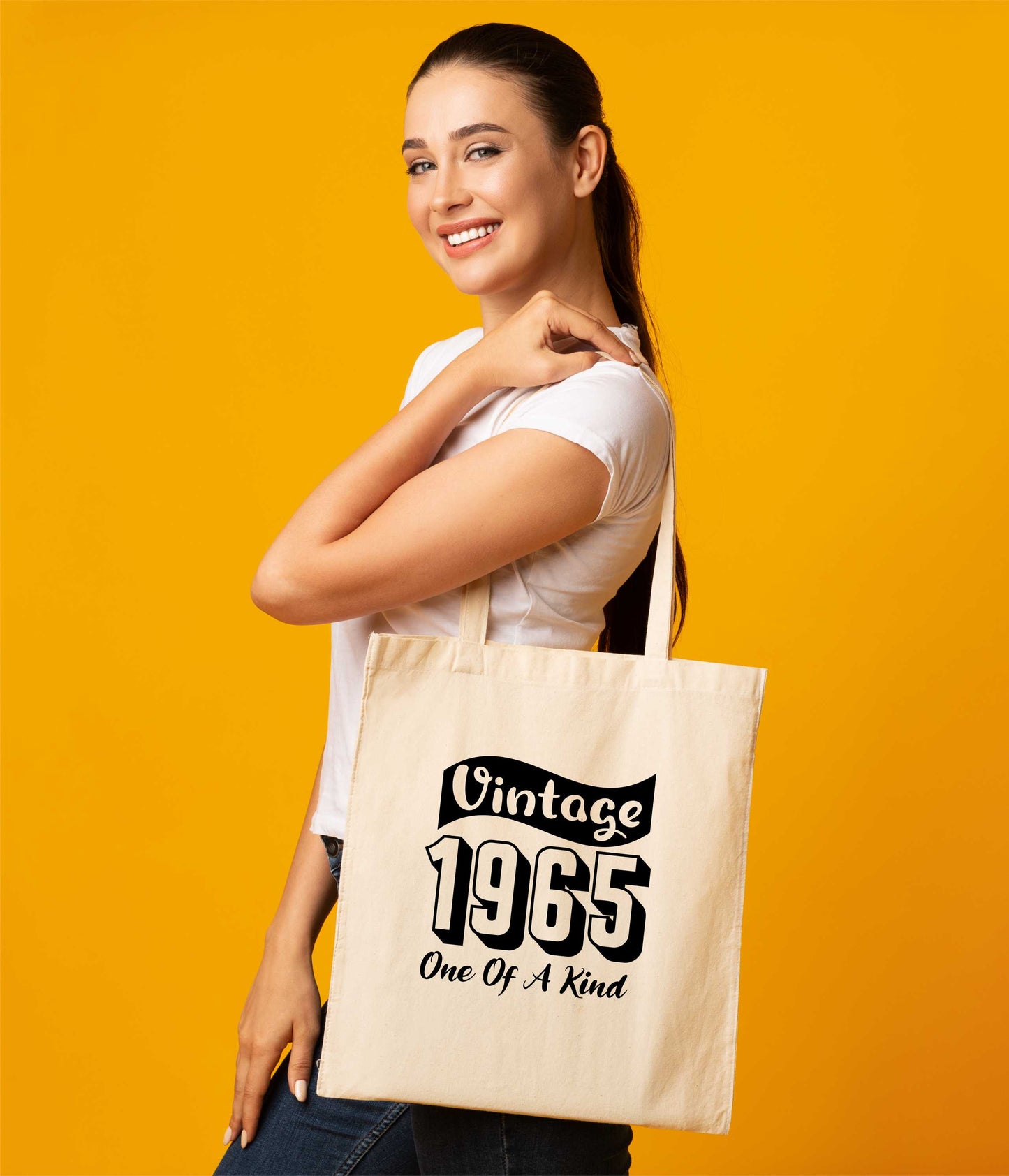 Print4U Born In 1965 60th Birthday Age 60 Re Usable Shopping Tote Bag