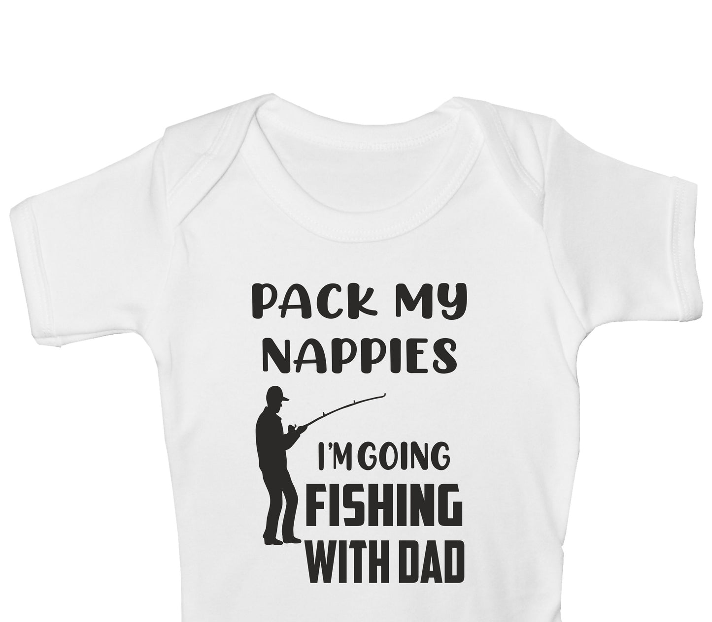 Going Fishing With Daddy Funny Short Sleeve Babygrow Baby Vest Romper Bodysuit