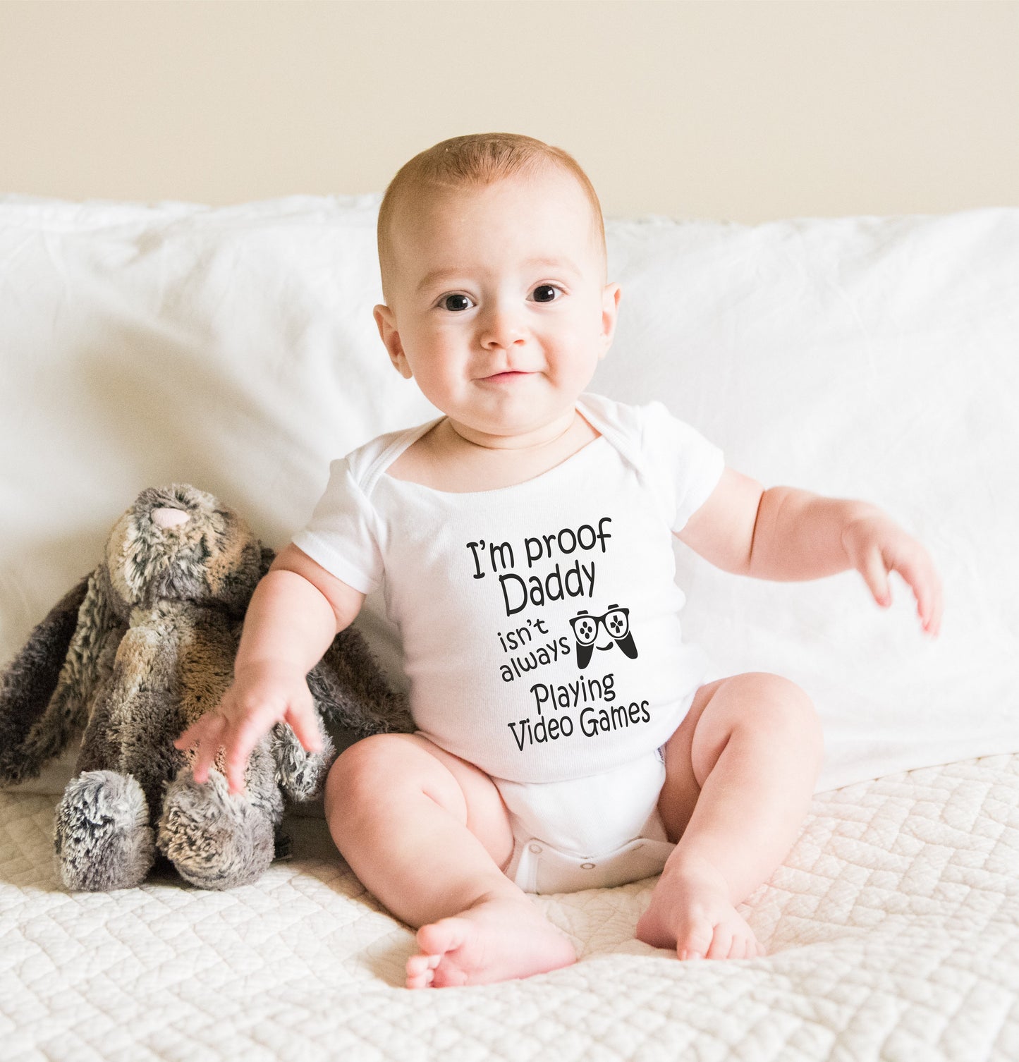 Proof Daddy Isn't Playing Video Games Funny Babygrow Vest Baby Romper Bodysuit