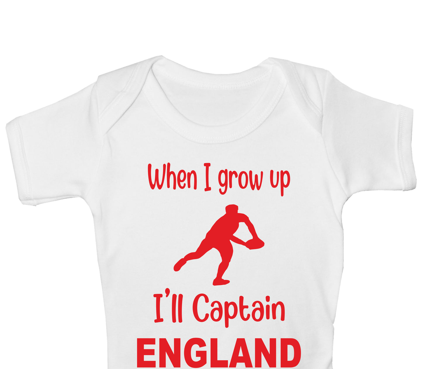 When Grow Up Captain England Funny Babygrow English Rugby Bodysuit Baby Gift