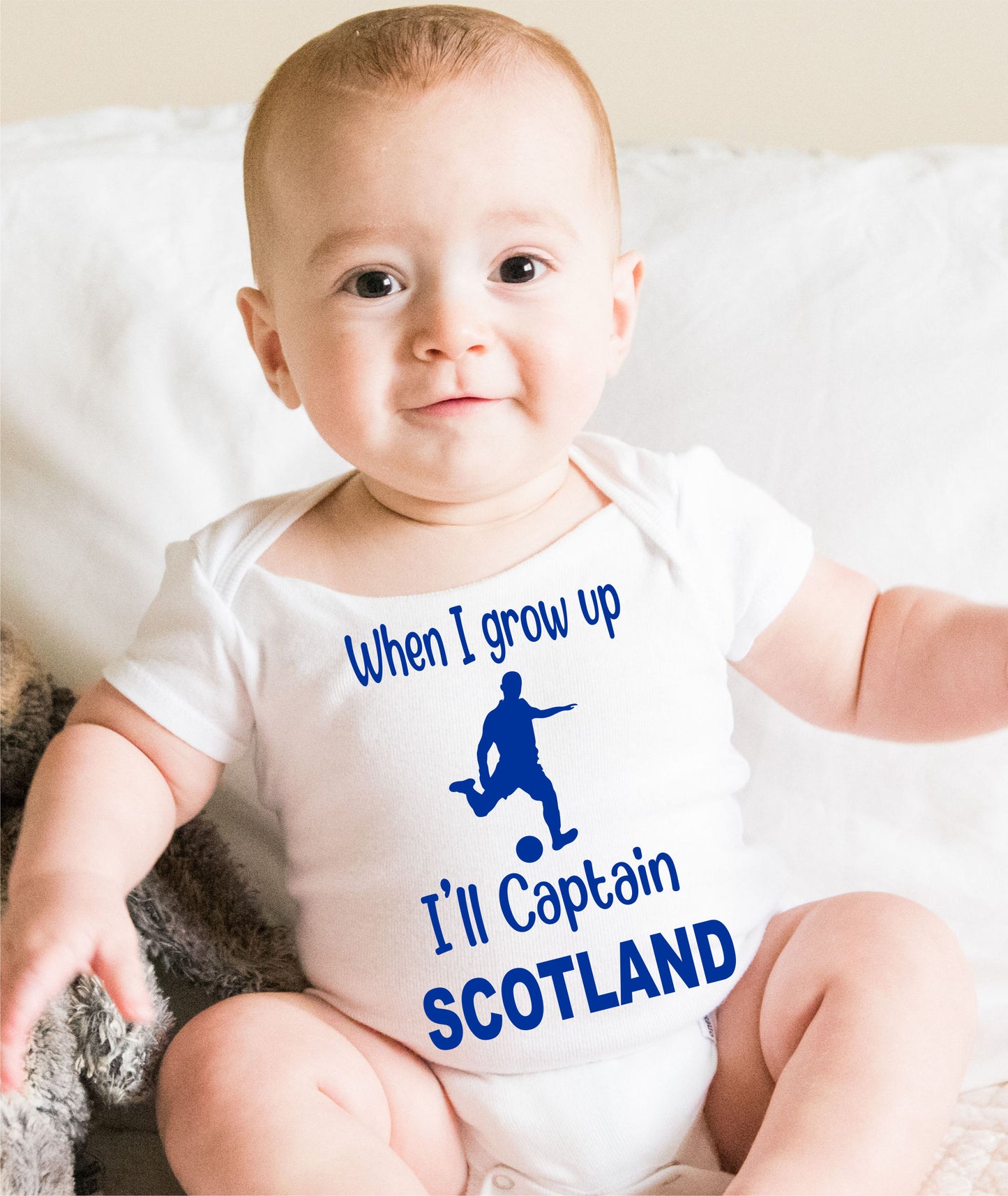 When Grow Up Captain Scotland Funny Babygrow Scottish Football Baby Gift