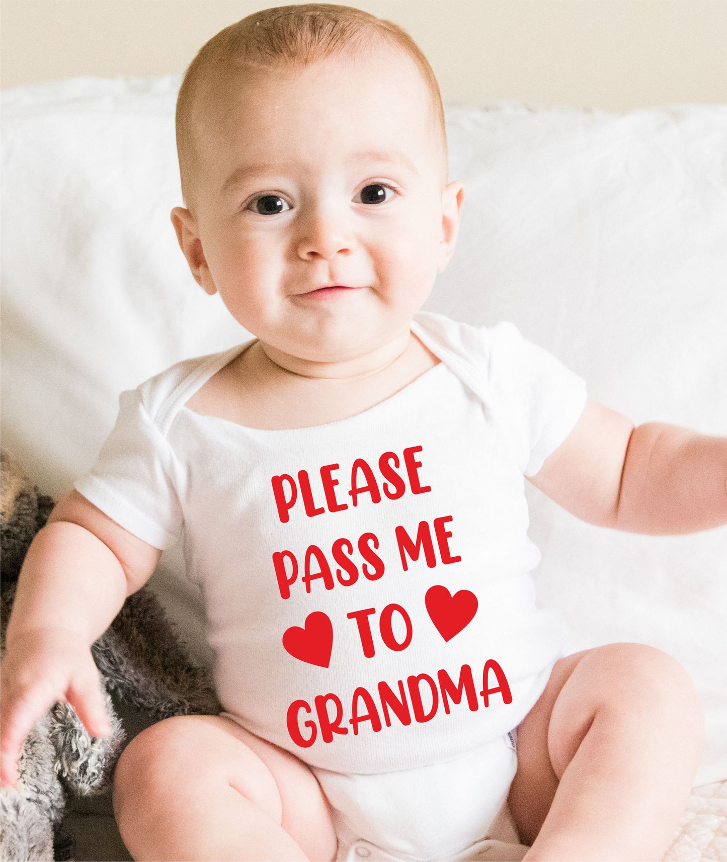 Pass Me To Grandma Funny Babygrow Nan Gran Nanny Bodysuit Baby Gift