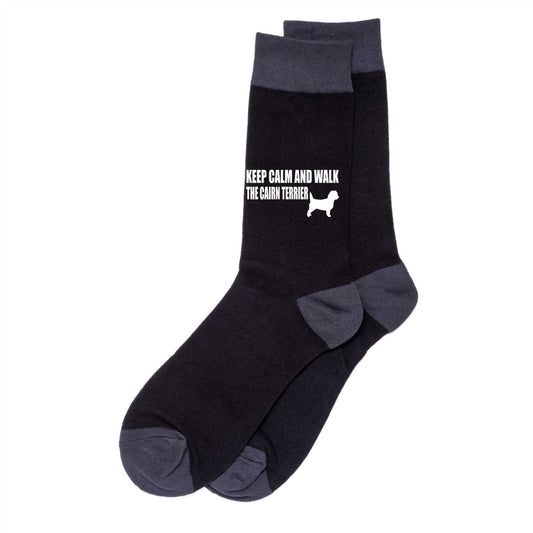 Keep Calm & Walk Cairn Terrier Men's Novelty Socks Black Dog Lovers Gift