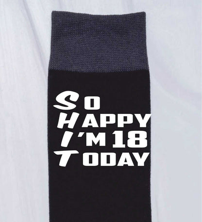 18th Birthday Gift 18 Year Old Gift Men's Black Funny Socks Novelty Age 18