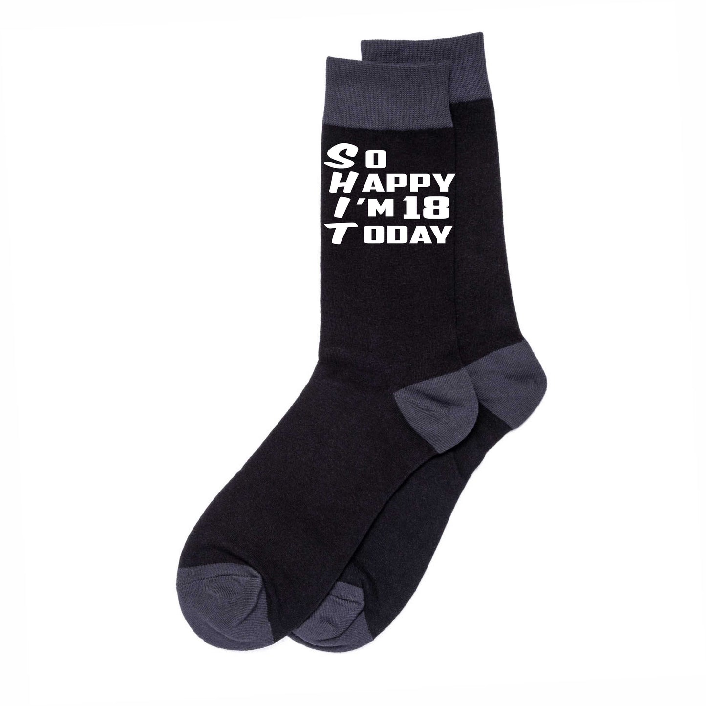 18th Birthday Gift 18 Year Old Gift Men's Black Funny Socks Novelty Age 18