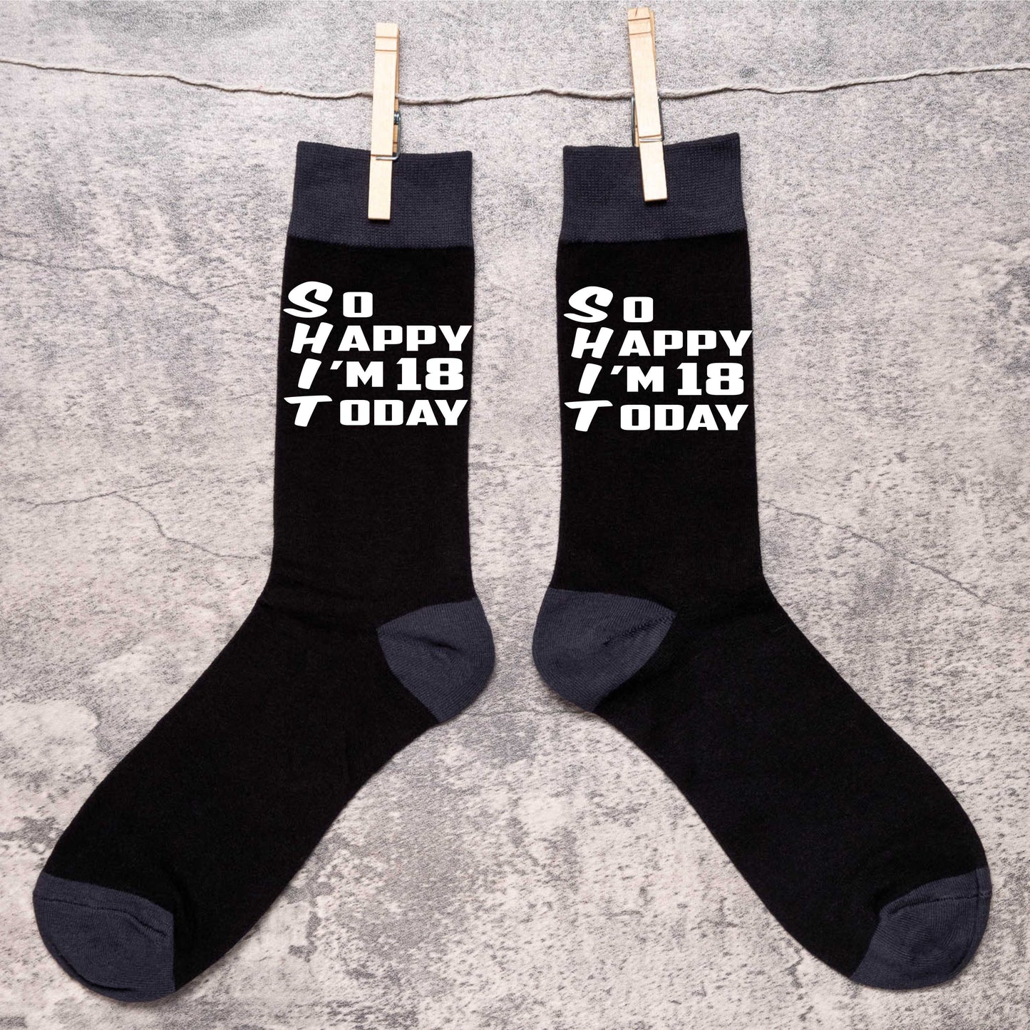 18th Birthday Gift 18 Year Old Gift Men's Black Funny Socks Novelty Age 18