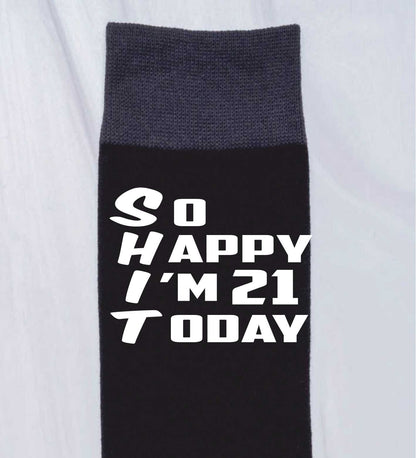 21st Birthday Gift 21 Year Old Gift Men's Black Funny Socks Novelty Age 21