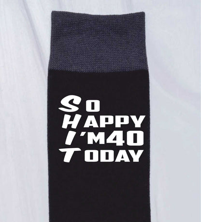 40th Birthday Gift 40 Year Old Gift Men's Black Funny Socks Novelty Age 40