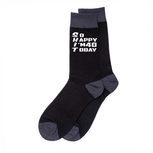 40th Birthday Gift 40 Year Old Gift Men's Black Funny Socks Novelty Age 40