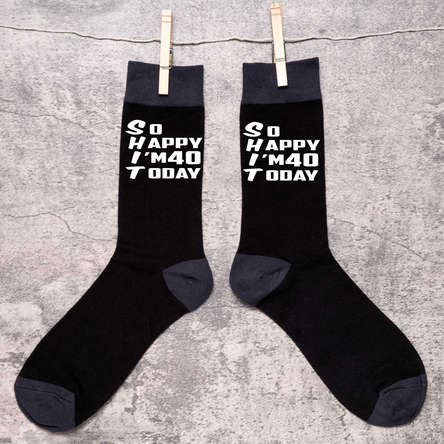 40th Birthday Gift 40 Year Old Gift Men's Black Funny Socks Novelty Age 40