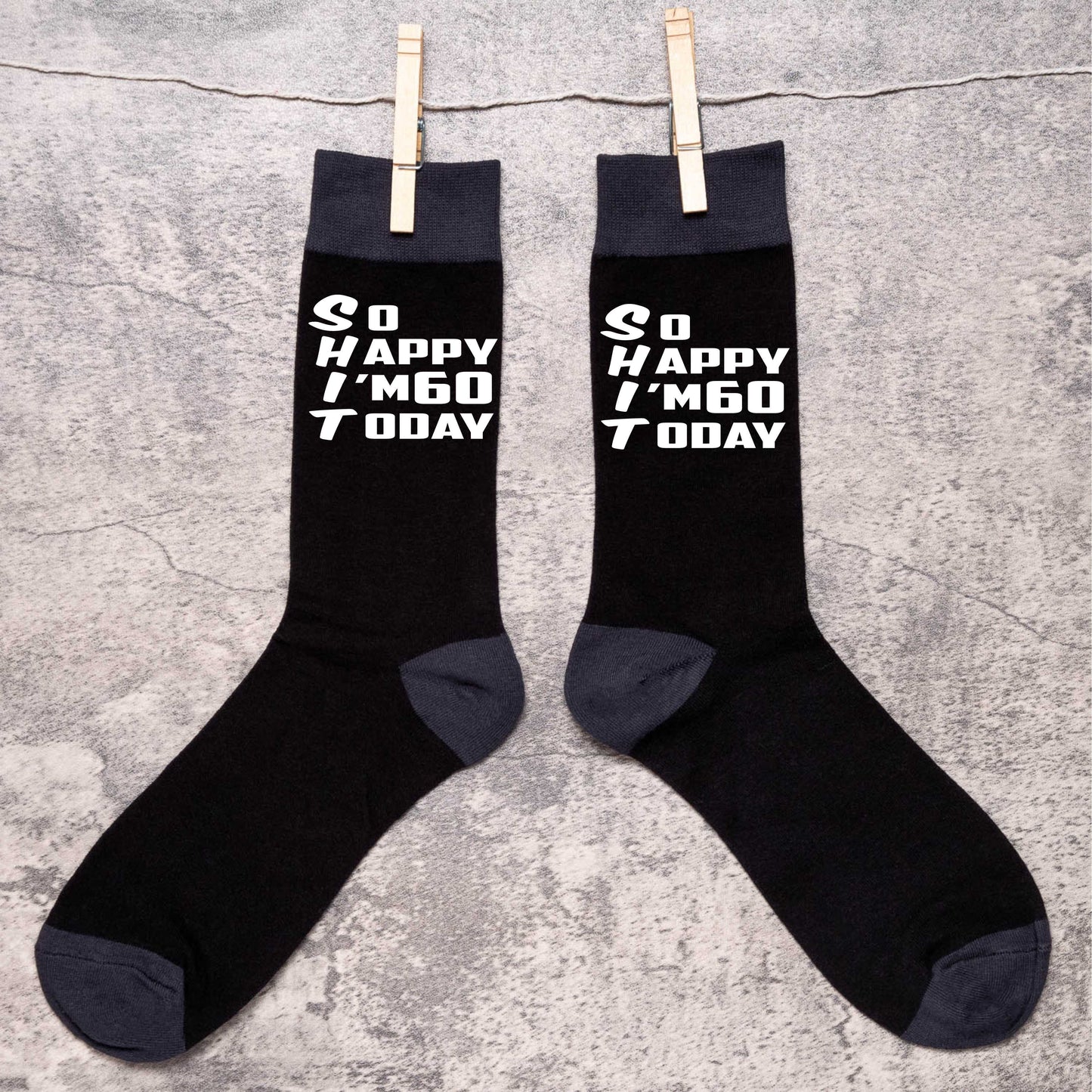 60th Birthday Gift 60 Year Old Gift Men's Black Funny Socks Novelty Age 60