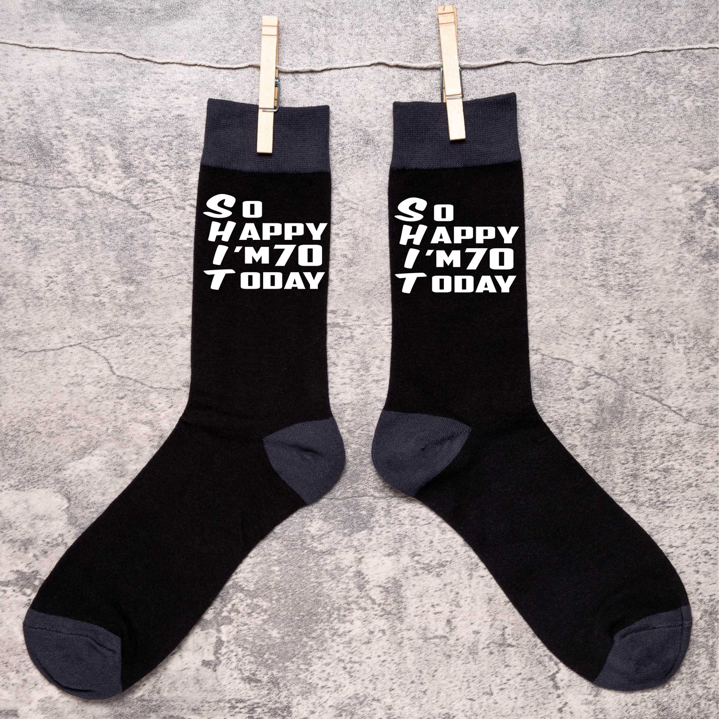 70th Birthday Gift 70 Year Old Gift Men's Black Funny Socks Novelty Age70