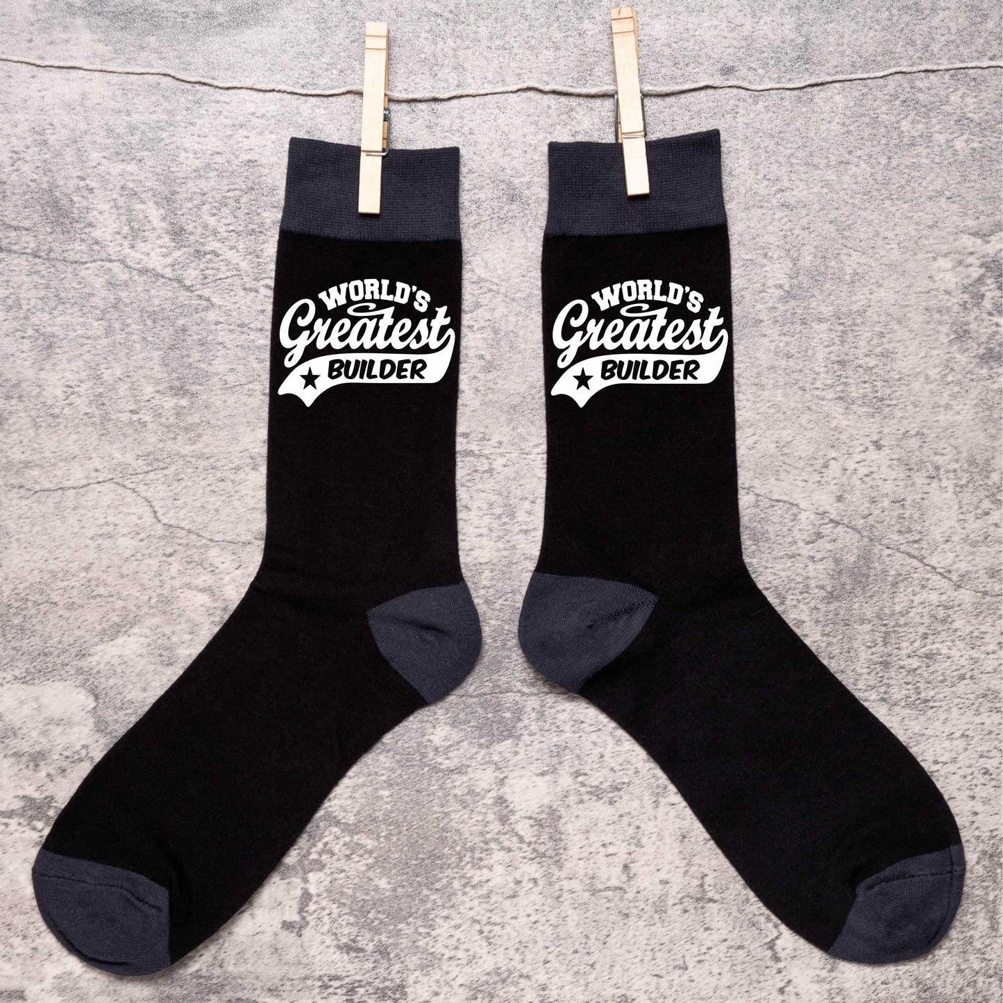 Greatest Builder Men's Black Socks Funny Novelty Birthday Fathers Day Gift