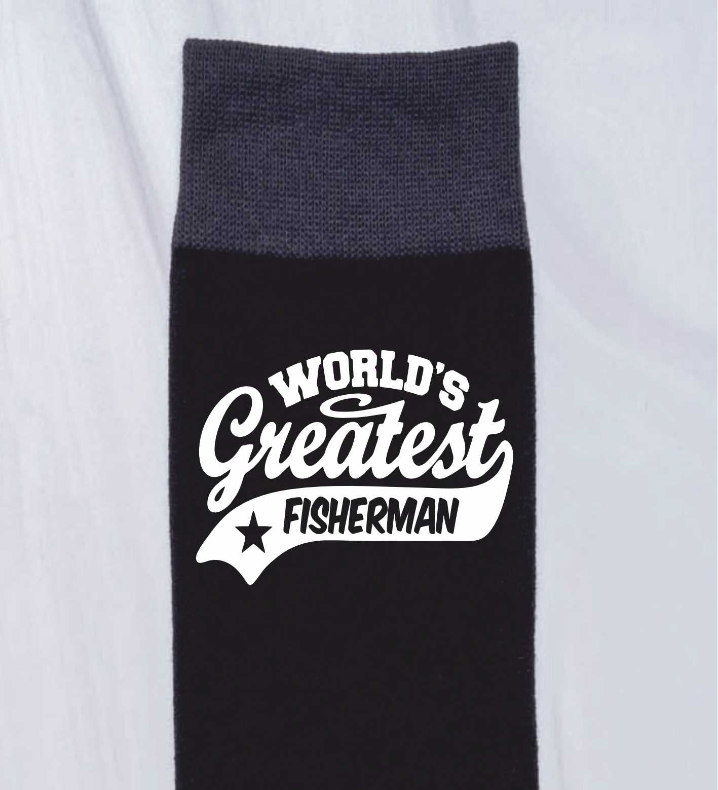 Greatest Fisherman Men's Black Socks Novelty Birthday Fathers Day Gift