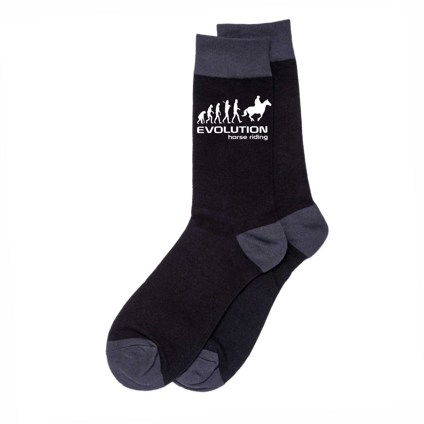 Evolution Of Horse Riding Men's Black Socks Novelty Birthday Fathers Day Gift