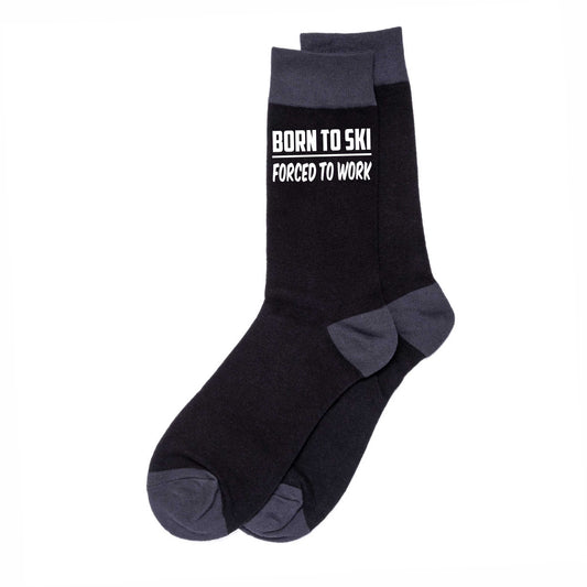 Born To Ski Men's Black Socks Novelty Birthday Skiing Fathers Day Gift