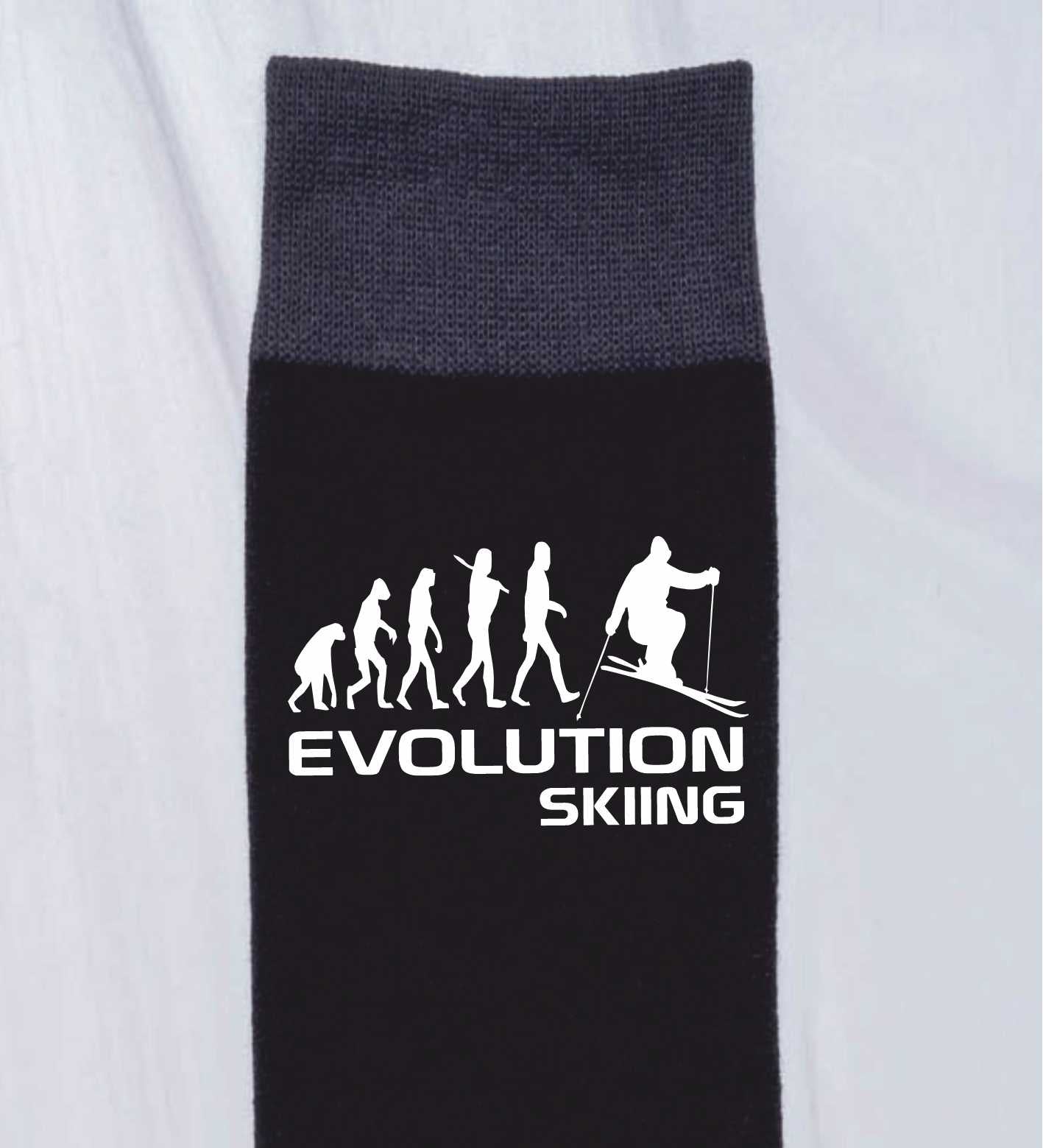 Evolution Of A Skier Men's Black Socks Novelty Birthday Fathers Day Gift