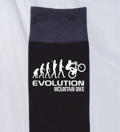 Evolution Of Mountain Bike Men's Black Socks Novelty Birthday Fathers Day Gift