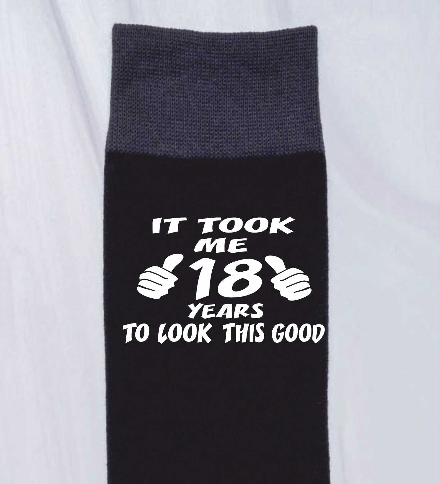 Took 18 Years to Look This Good Men's Black Socks Novelty 18th Birthday Gift