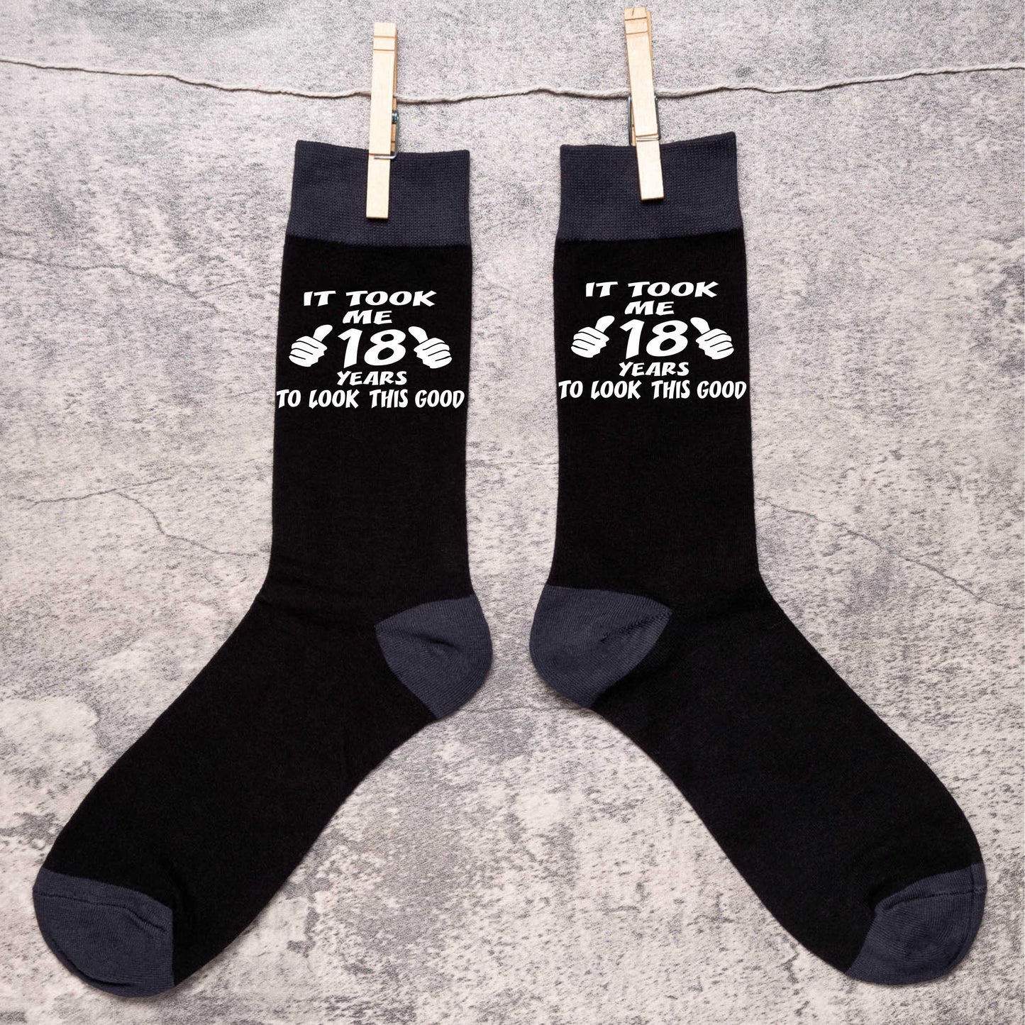 Took 18 Years to Look This Good Men's Black Socks Novelty 18th Birthday Gift