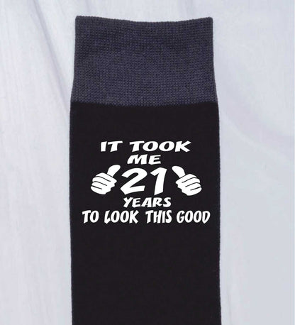 Took 21 Years to Look This Good Men's Black Socks Novelty 21st Birthday Gift