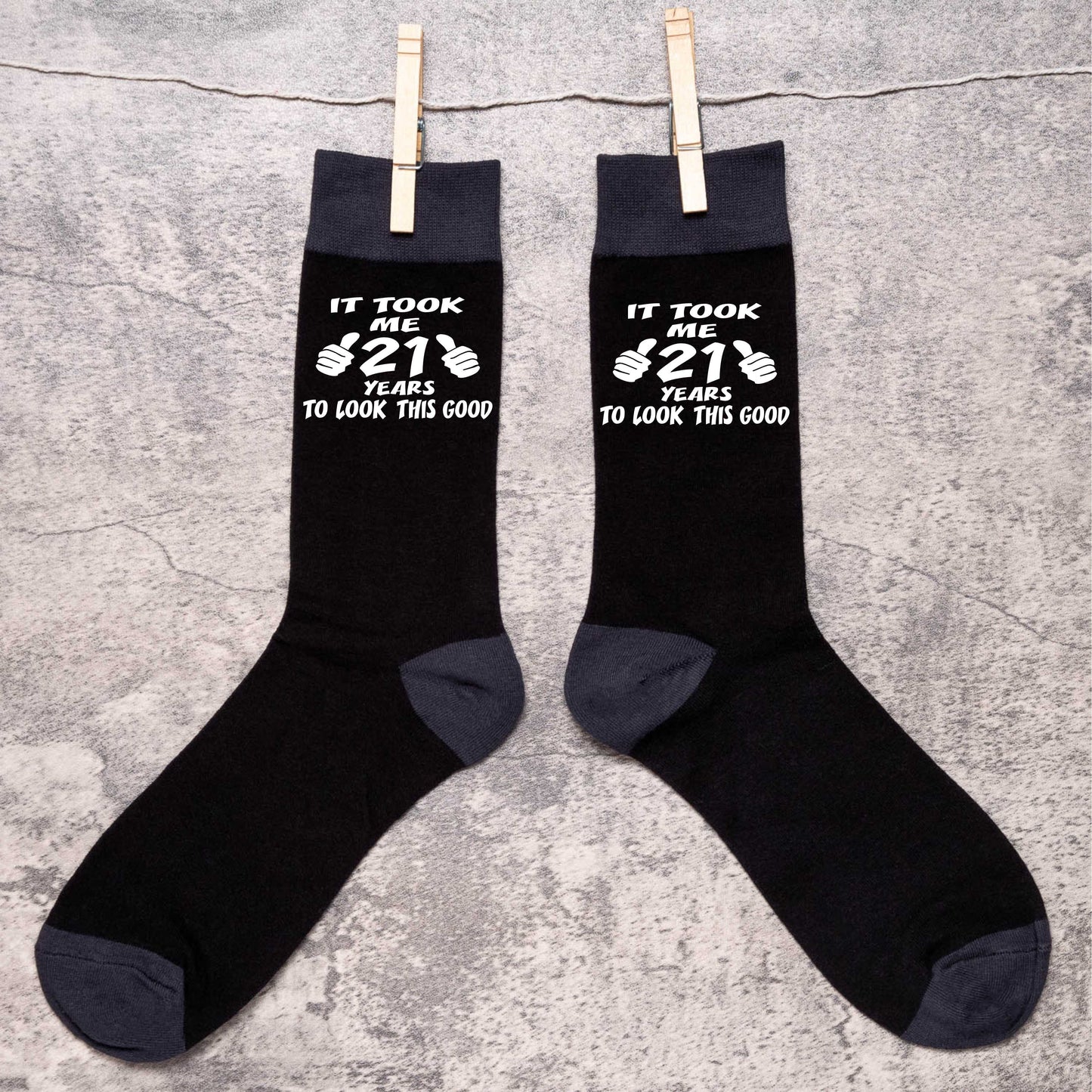 Took 21 Years to Look This Good Men's Black Socks Novelty 21st Birthday Gift