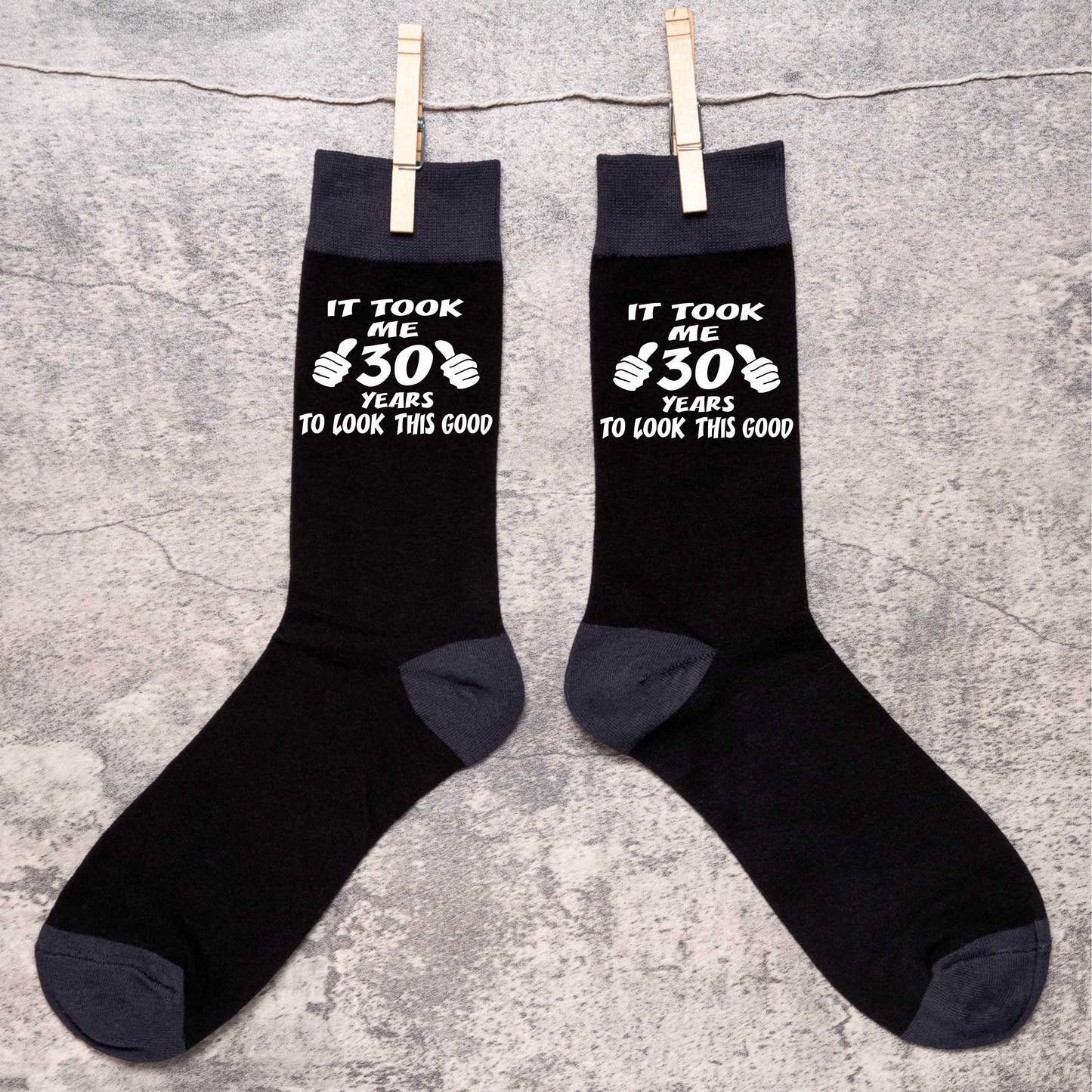 Took 30 Years to Look This Good Men's Black Socks Novelty 30th Birthday Gift