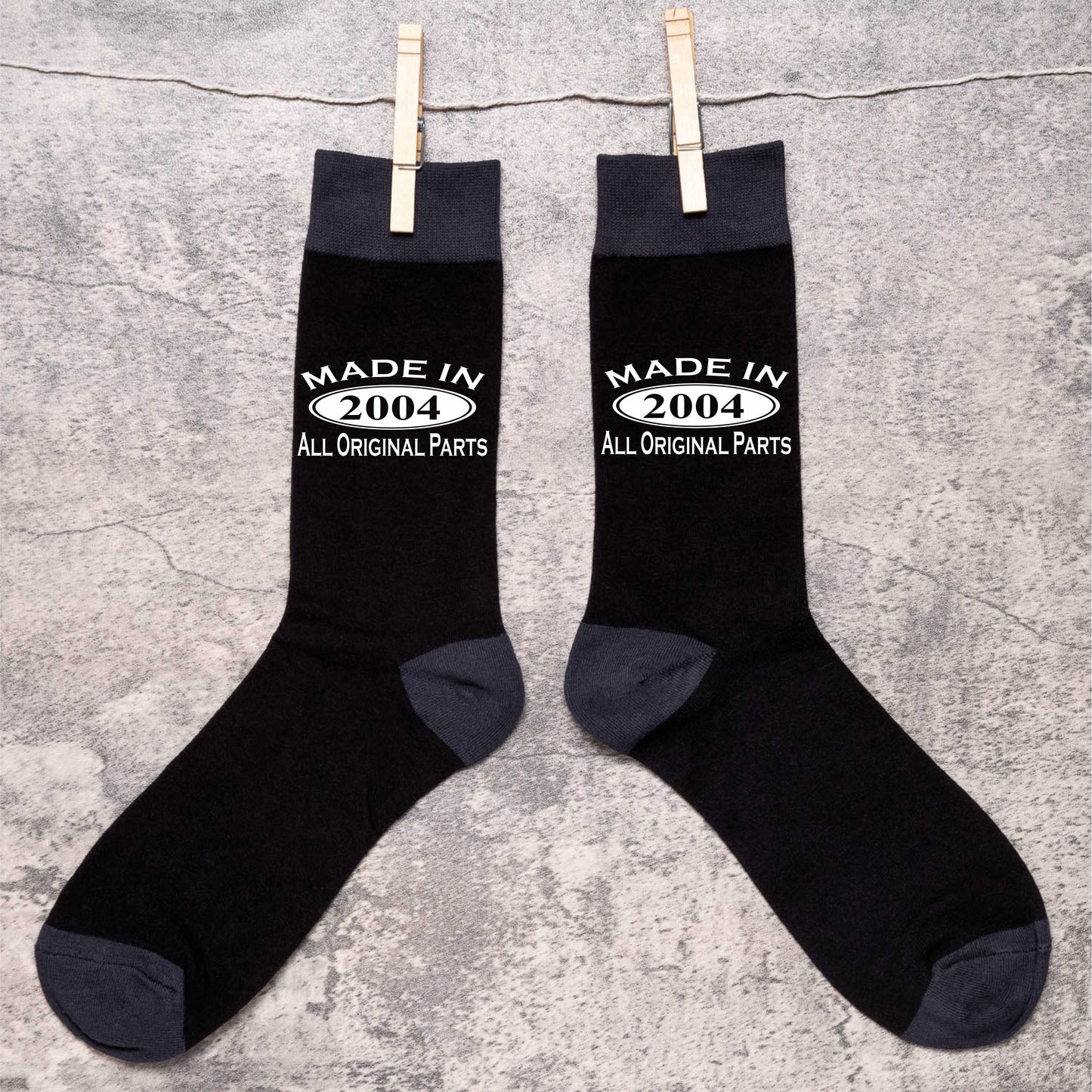 Made in 2004 Mens Socks Black 21st Birthday Gift Great For 21 year Old