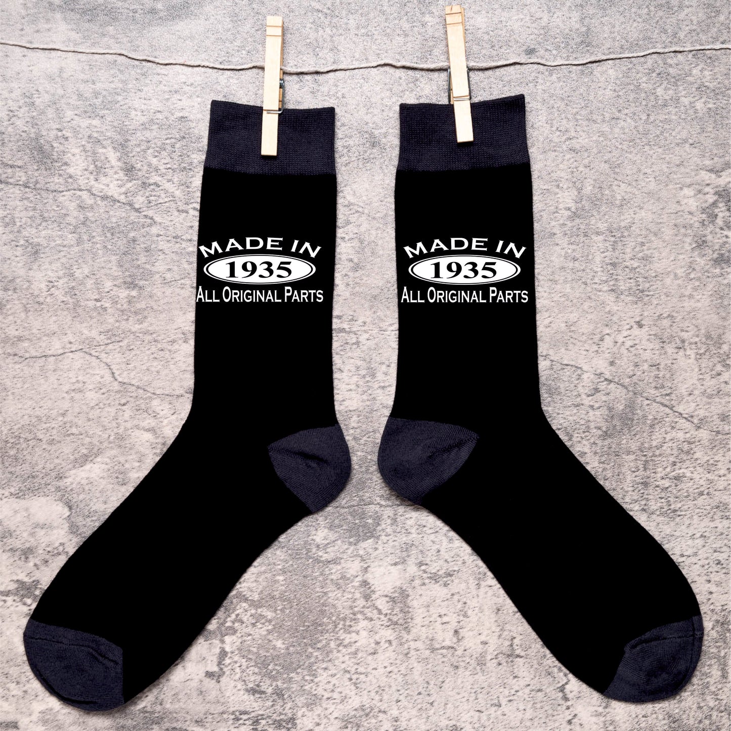 Made in 1935 Mens Socks Black 90th Birthday Gift Great For 90 year Old