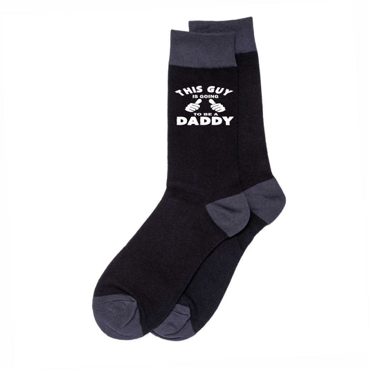 Guy is Going To Be A Daddy Funny Men's Black Novelty Socks New Dad Gift