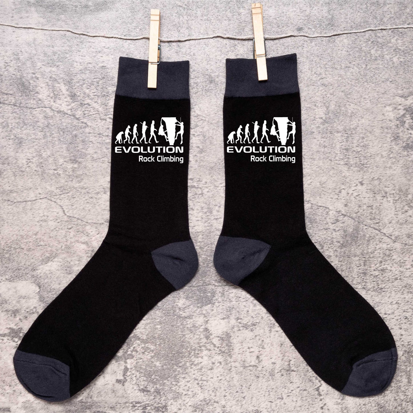 Evolution Of Rock Climbing Funny Men's Black Novelty Socks Birthday Gift